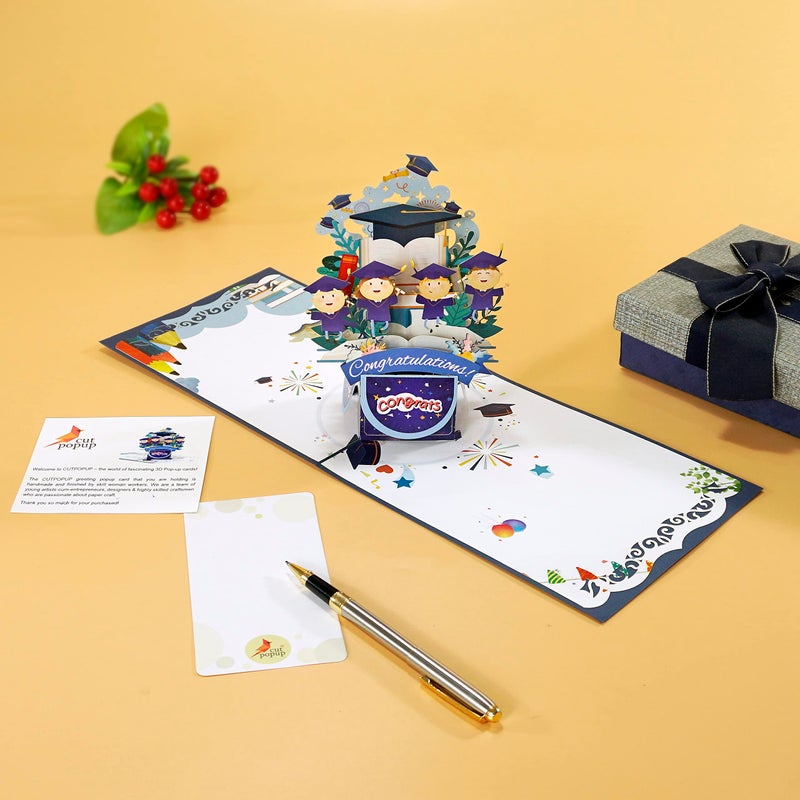 CUT POPUP.COM CUTPOPUP Graduation Card Pop Up, 3D High School Greeting Card (Owl) - Image 3